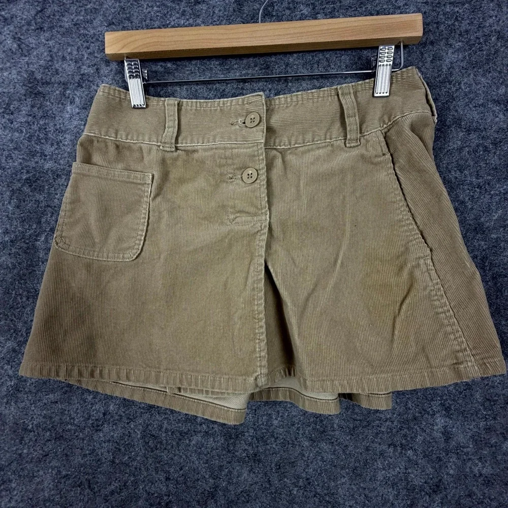 Vintage Old Navy Mini Skirt Womens 2 Tan Corduroy Pleated Academia Schoolgirl